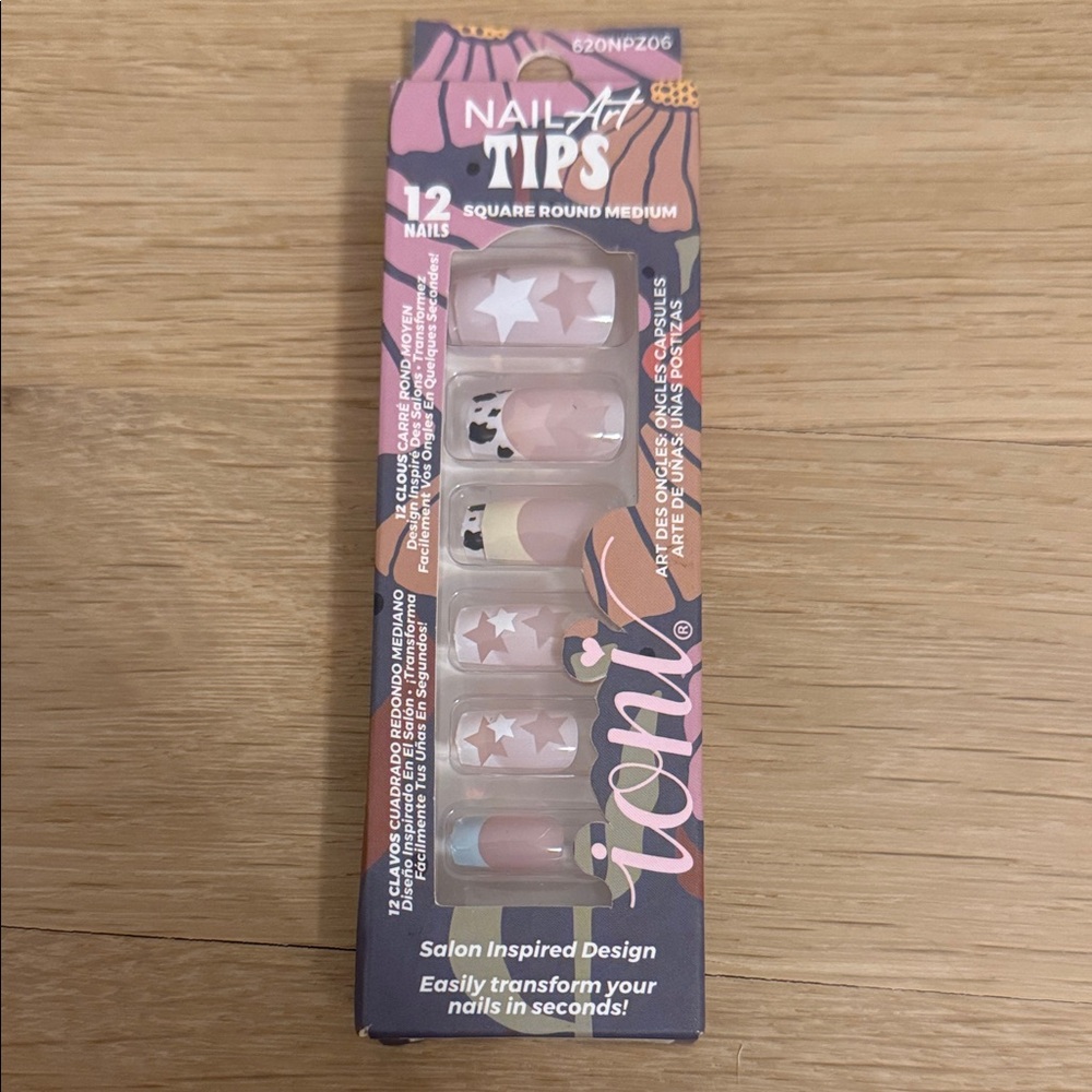 Nail Art Press-On Tips - Pink Star & French Designs